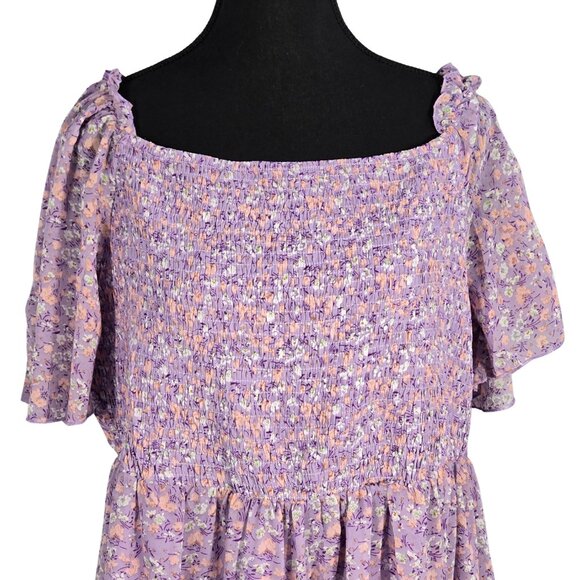 NWT | Keluummi Purple Floral Tiered Dress | Cottagecore | Plus Size 18 - Picture 3 of 7